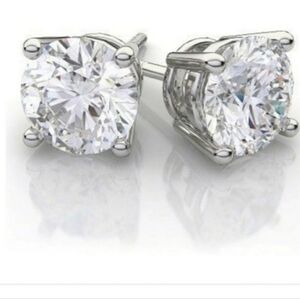 NEW Gift Ready 4 Karat Total Lab Diamonds .925 Sterling Silver New Box Earrings